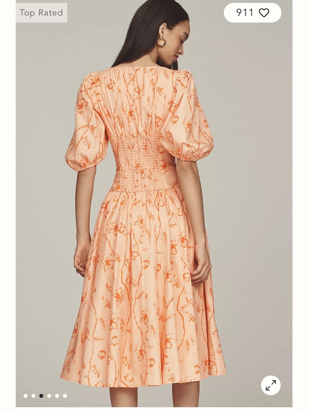 Hutch Peach and Orange Floral Midi Dress - Picture 8 of 8